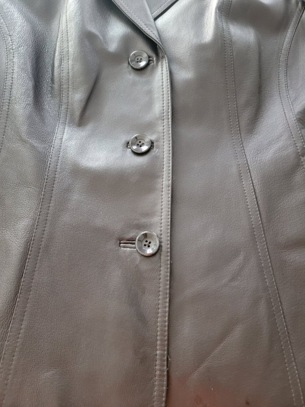 East 5th Brown Leather Collared 3 Button Blazer/Jacket - Picture 5 of 13